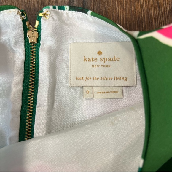Kate Spade In Full Bloom Green Floral A-Line Shift Dress SZ 0 - Picture 3 of 5